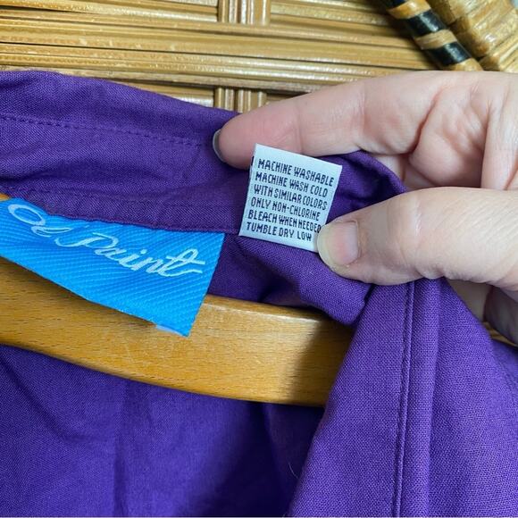 Vintage Ol' Paint Vibrant Purple button down patchwork square Cotton Shirt large - Picture 7 of 7